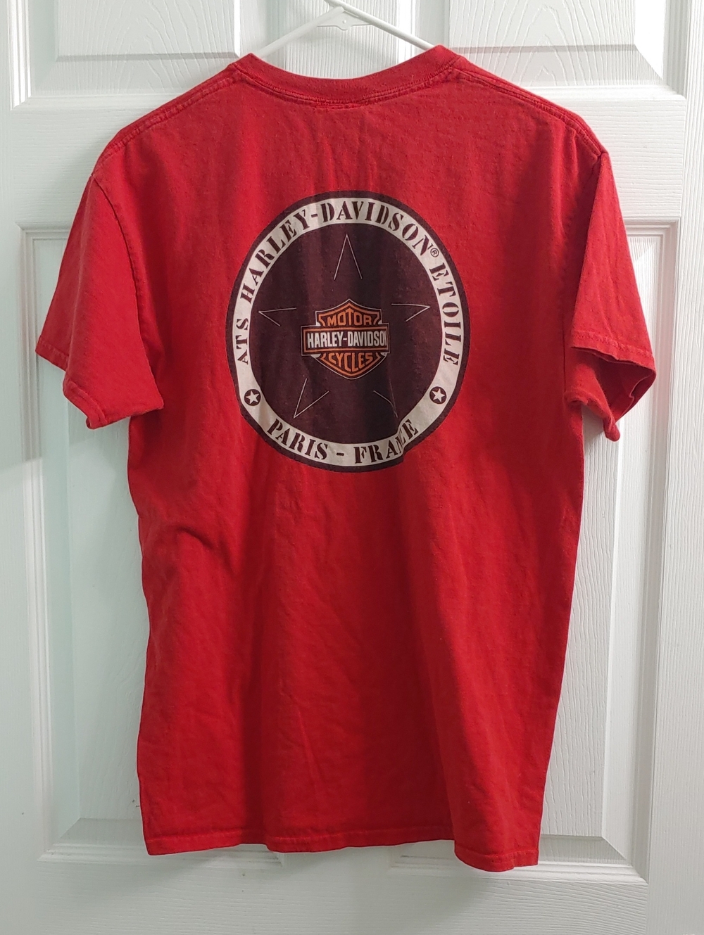 Harley Davidson T Shirt Paris France Red Unisex Biker Cotton Tee Size M - Picture 2 of 7